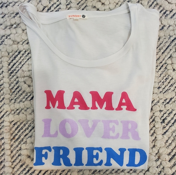 Sundry Graphic Crewneck Tee Short Sleeve Off White Pink Purple Blue Size S - Picture 10 of 10